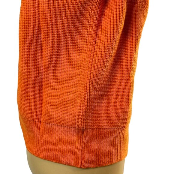 Women Sweater Shoulder Pad Knit Vest Medium Orange High Neck Cotton Top Knit - Picture 9 of 16
